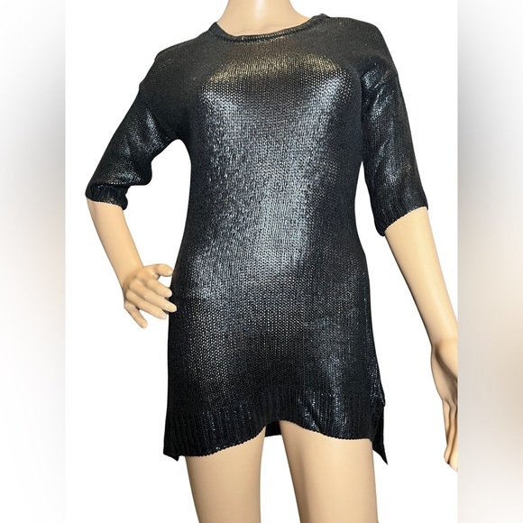 Awake Couture scoop neckline embellished sequins  Mesh Pullover Sweater Sz Small - Picture 1 of 8